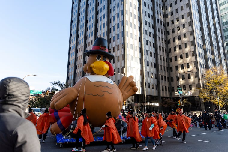 A turkey float at the Thanksgiving Day Parade on Thursday morning.
