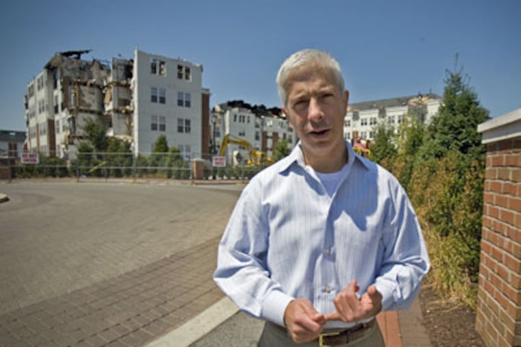 Tony DeFazio was one of the lucky ones. His apartment and building escaped the fire that wiped out so many of his neighbors at the Riverwalk apartments in Conshohocken. DeFazio is trying to organize a conversation between residents and the developers to iron out needs and form an agenda. (Ed Hille/Inquirer)