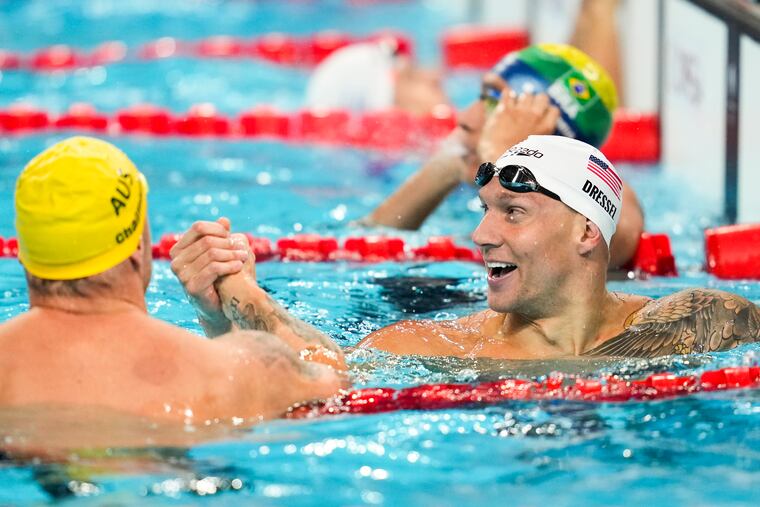 U.S. swimmer Caeleb Dressel will defend his gold medal in the 50-meter freestyle race Friday afternoon at the 2024 Paris Olympics.