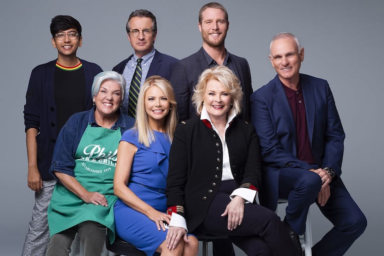 The cast of this fall's revival of "Murphy Brown," premiering Sept. 27 on CBS with (top row, left to right) Top Row, L-R: Nik Dodani, Grant Shaud, and Jake McDorman and (bottom row) Tyne Daly, Faith Ford, Candice Bergen, and Joe Regalbuto.