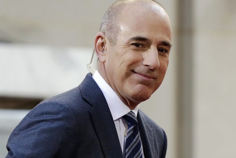 FILE – In this April 21, 2016, file photo, Matt Lauer, co-host of the NBC "Today" television program, appears on set in Rockefeller Plaza, in New York. NBC News announced Wednesday, Nov. 29, 2017, that Lauer was fired for "inappropriate sexual behavior."