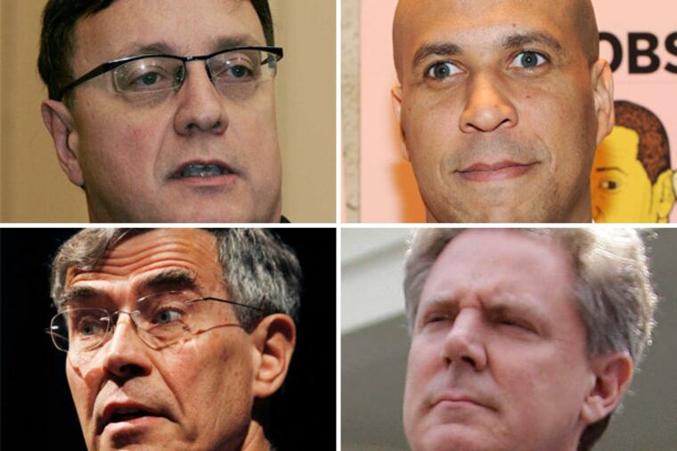 (Clockwise from top left) Steve Lonegan, Cory Booker, Rep. Frank Pallone and Rep. Rush Holt.