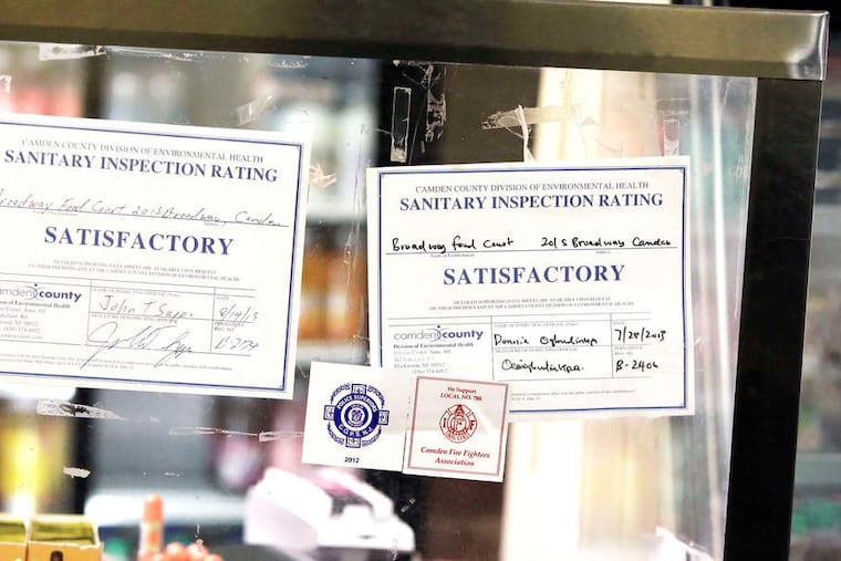 Restaurant inspection findings are posted in Camden. In Delaware County, the creation of a new health department sparked a legal battle over what level of government should conduct such inspections.