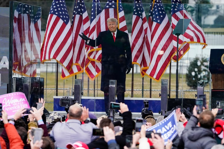 Former President Donald Trump arrives to speak at a rally in Washington on Jan. 6, 2021.
