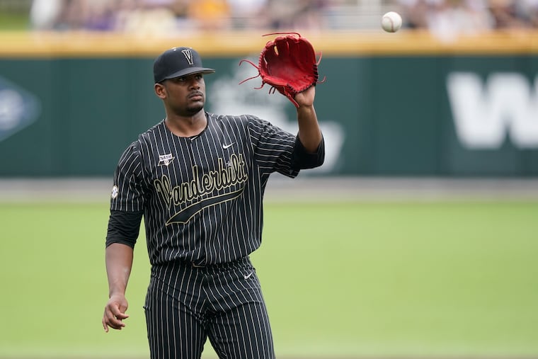 Right-hander Kumar Rocker, son of Eagles defensive line coach Tracy Rocker, is back in the draft after not signing with the New York Mets last year and having shoulder surgery.