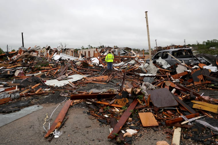 Tornado damage after severe storms moved through Sulphur, Okla.