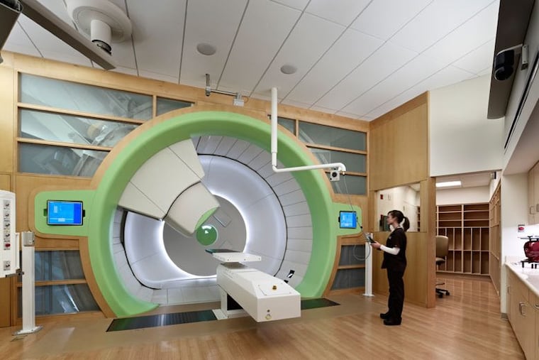A treatment gantry at the Roberts Proton Therapy Center at Penn Medicine.