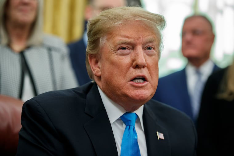 President Donald Trump speaks during a signing event for "Space Policy Directive 4" in the Oval Office of the White House, Tuesday, Feb. 19, 2019, in Washington. (AP Photo/ Evan Vucci)