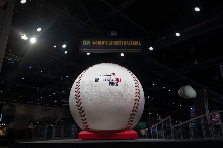 The World’s Largest Baseball is one of the many attractions fans can find in the Center City section of the All-Star Village.