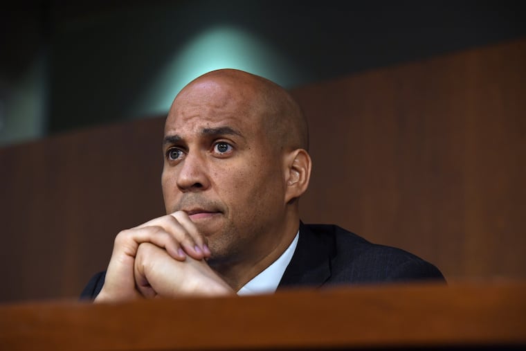 Sen. Cory Booker, D-N.J., during a hearing at the Hart Senate Office Building on Sept. 5, 2018. Booker highlighted his family's ties to Las Vegas while delivering a Sunday sermon casting his presidential campaign as a movement to bridge American divides through social justice.