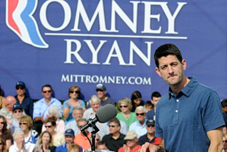 Rep. Paul Ryan outside the American Helicopter Museum and Education Center near West Chester, where he spoke to about 3,000. (Tom Gralish/Staff)
