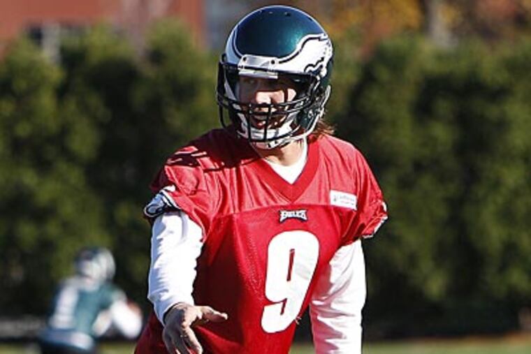 Eagles quarterback Nick Foles throws during Eagles practice at the
NovaCare Complex in Philadelphia on November 14, 2012. (David Maialetti/Staff Photographer)