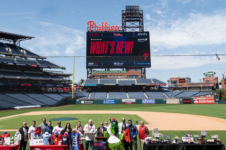 The Phillies introduce their new giant scoreboard during a media event at Citizens Bank Park on Monday. Thursday also turned out to be quite a fine day.