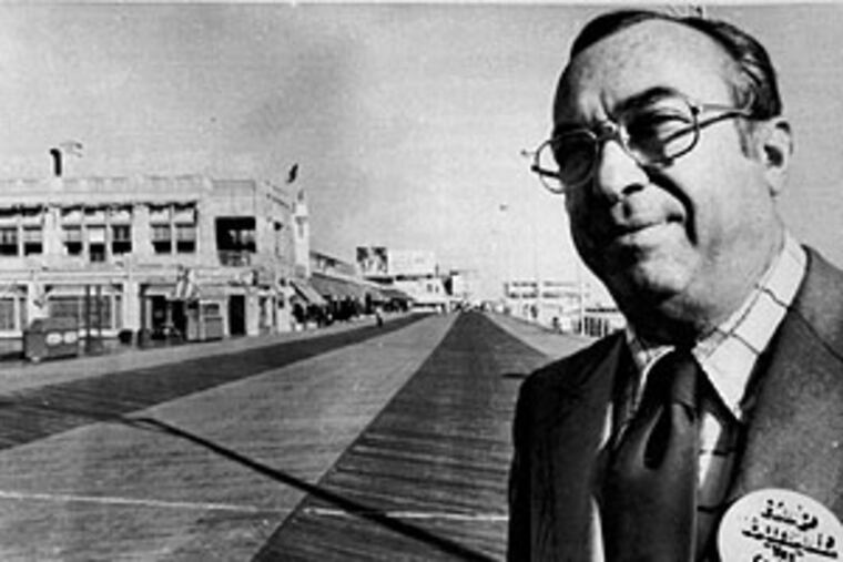 Atlantic City Mayor Joseph Lazarow standing on the Boardwalk in Atlantic City on Nov. 2, 1976. Lazarow died Jan. 3 at age 84.