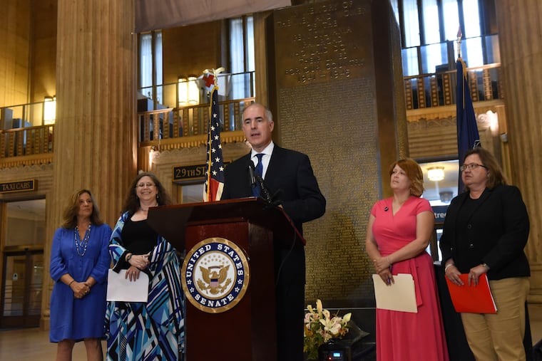 Sen. Bob Casey, seen here at 30th St. Station in June, announced Monday that he would oppose President Trump's nominee for the Supreme Court — before the president even announced his choice for the seat. Trump made his pick Monday night to fill a vacancy left by retiring Justice Anthony Kennedy.