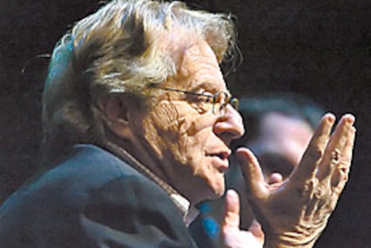 Talk show host Jerry Springer leads a discussion at West Chester University. (John Costello / Inquirer)
