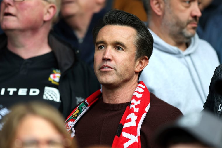 Wrexham co-owner Rob Mac at a League One soccer match between Blackpool and Wrexham at Bloomfield Road, Blackpool, England, on April 21.