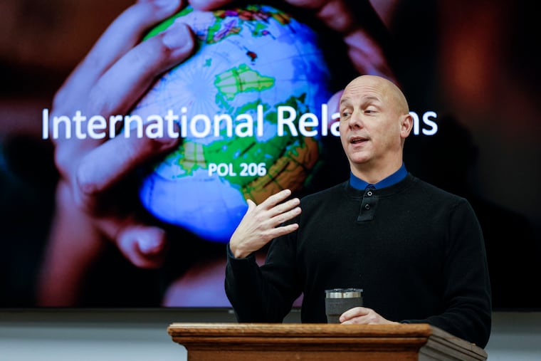 Joshua Weikert is a professor at Immaculata University. He'll appear on Jeopardy! Tournament of Champions on Friday. Here, he welcomes students to his class this week at the start of the semester.
