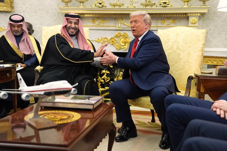 President Donald Trump meets with Saudi Arabia's Crown Prince Mohammed bin Salman in the Oval Office on Tuesday.