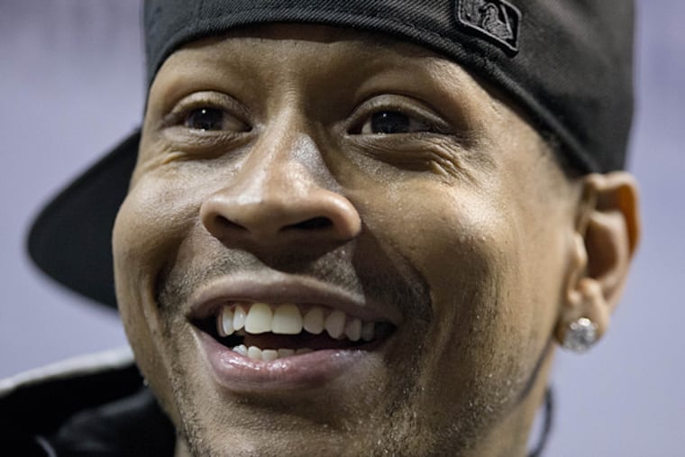 Former 76ers basketball guard Allen Iverson speaks during a news conference Wednesday, Oct. 30, 2013, in Philadelphia. Iverson officially retired from the NBA. (Matt Rourke/AP)