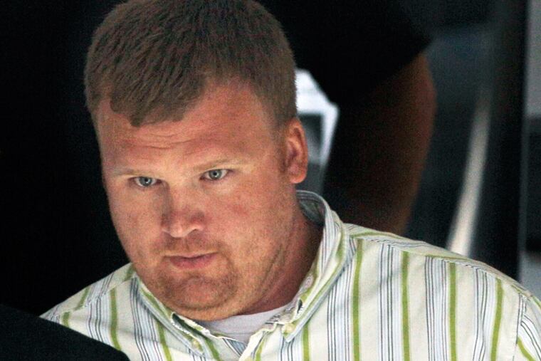 Matt Sandusky, adopted son of former Penn State assistant coach Jerry Sandusky, leaves the Centre County Courthouse in Bellefonte, Pa. back in June of 2012.