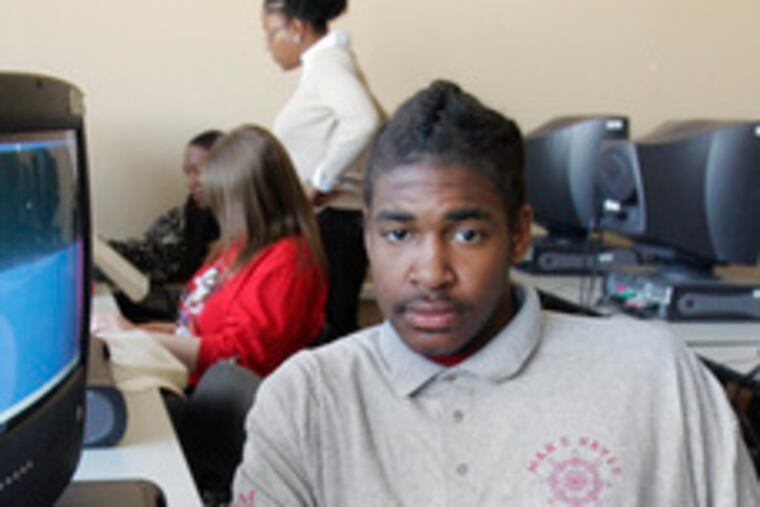 At Hayes High, student Alexander Story sits in the design lab. "There is a stereotype," one factory owner says, "that manufacturing is a dead-end type of career. But that is totally opposite the truth."