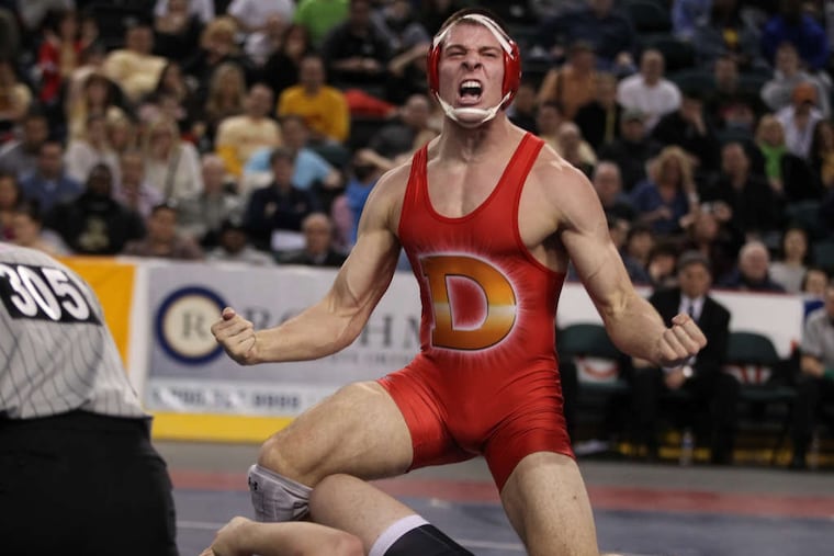 Delsea's Bryan Dobzanski celebrates his 3-1 OT victory over Don Bosco Prep's Zack Chakonis. "I knew this was my last time out," the senior said. "I wanted to finish strong. I wanted to finish this way. I wanted to leave the sport having accomplished what I wanted to accomplish." Planning on playing baseball, Dobzanski finished his high school career with a 158-8 record and 93 consecutive victories.
