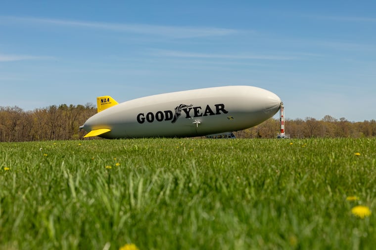 The iconic Goodyear blimp, with its 100-year-old design, was seen flying in the Philadelphia area for the last several days for coverage of the Truist Championship in Flourtown.