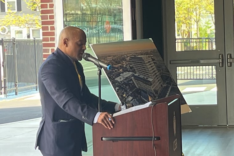 Todd Clark, dean of Widener University Delaware Law School, announces the school's planned 2027 move to central Wilmington from its suburban campus.