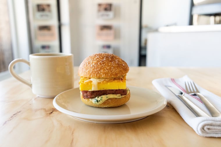 The breakfast sandwich at Homeroom, 358 Righters Mill Rd., Gladwyne.