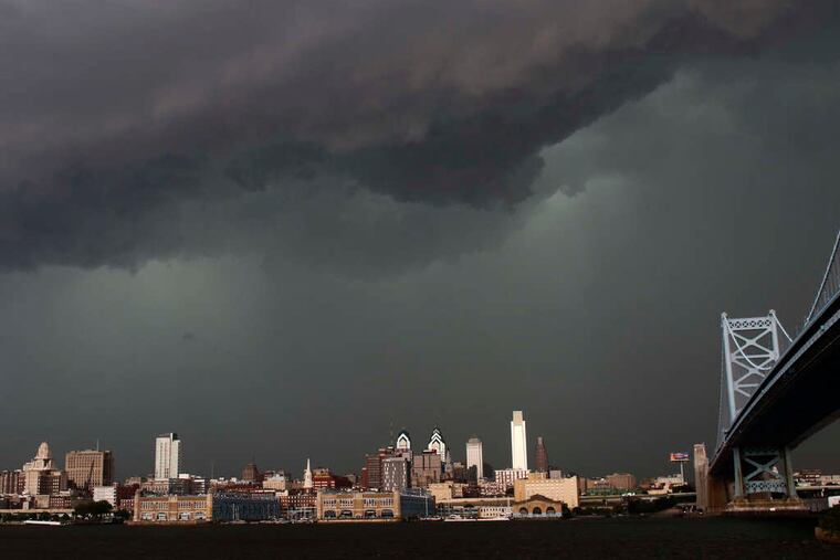 This April view of the Philadelphia skyline could be repeated later today as severe storms are expected starting around 4 p.m. and lasting through the night.