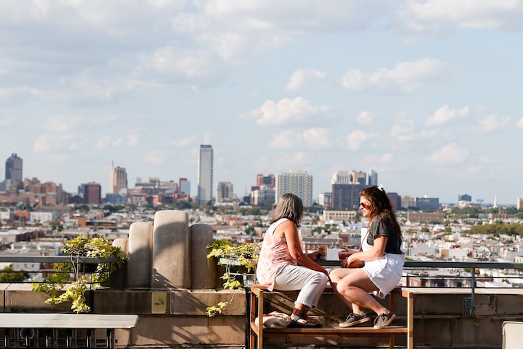 View of Center City Philadelphia from the Bok Bar atop the Bok building in South Philadelphia.