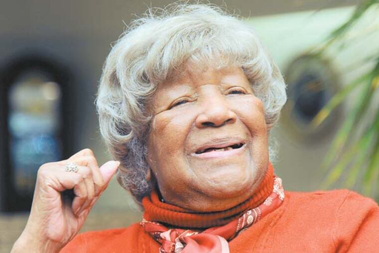 Eula Cousins, is a vibrant 110-years-old today, Friday, Sept. 14, 2012. Ms. Cousins lives in Cathedral Village, a continuing care retirement community in Northwest Philadelphia. ( CLEM MURRAY / Staff Photographer )