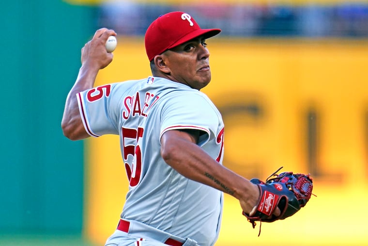 Phillies starting pitcher Ranger Suárez delivers a pitch during the first inning against the Pirates on Saturday in Pittsburgh.