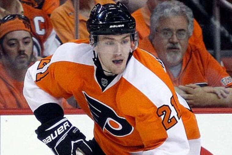 James van Riemsdyk scored four goals against the Sabres in the first round of the playoffs. (Yong Kim/Staff Photographer)