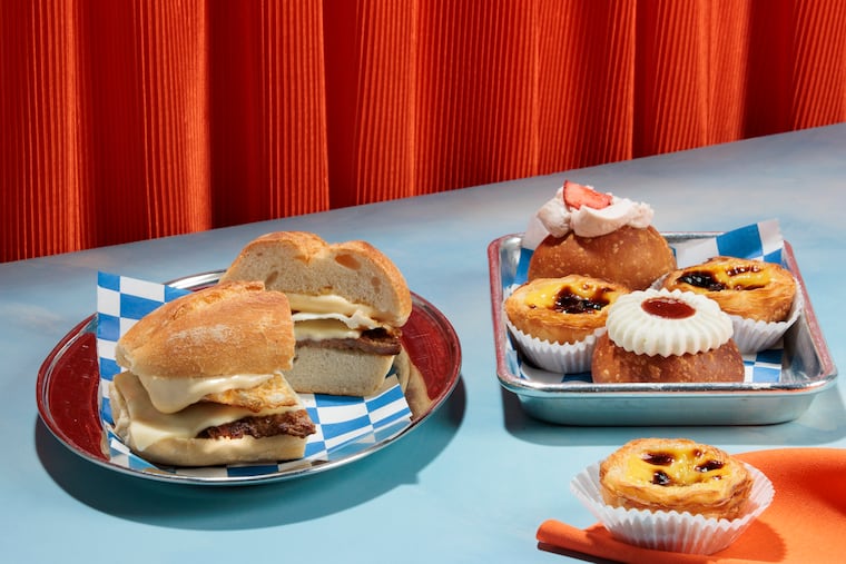The Antonio sandwich and assorted pastries from Gilda photographed in the Philadelphia Inquirer studio on Monday, June 9, 2025 in Philadelphia. Food styling by Emilie Fosnocht.