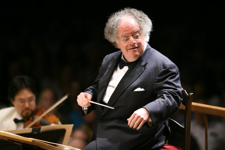 James Levine is shown conducting the Boston Symphony Orchestra on July 7, 2006.