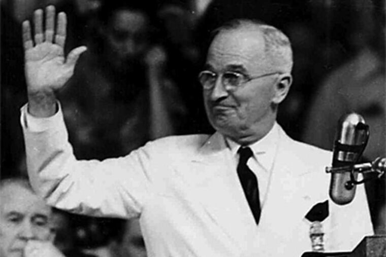 Harry S. Truman , accepting the nomination at the Democratic convention in Phila., 1948.