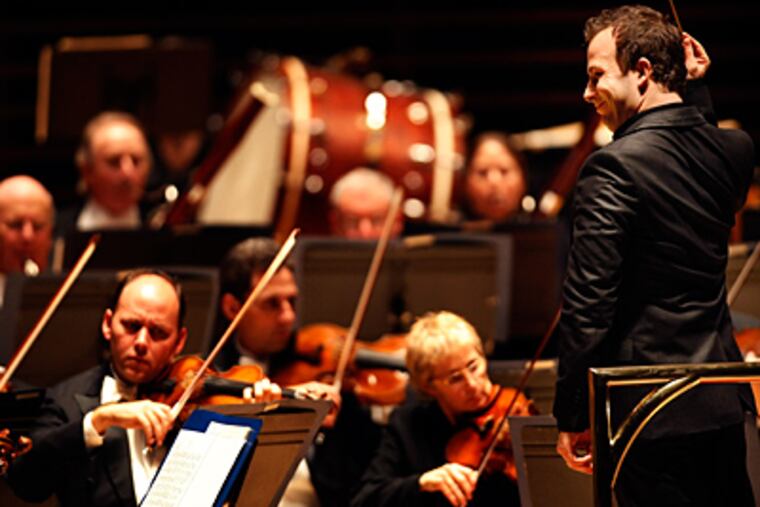 Yannick Nezet-Seguin, music director designate, conducts the Philadelphia Orchestra last month. The orchestra was among groups this year to get DRPA funding for 'small, emerging and new businesses,' the Inquirer reports. (Michael S. Wirtz / File)
