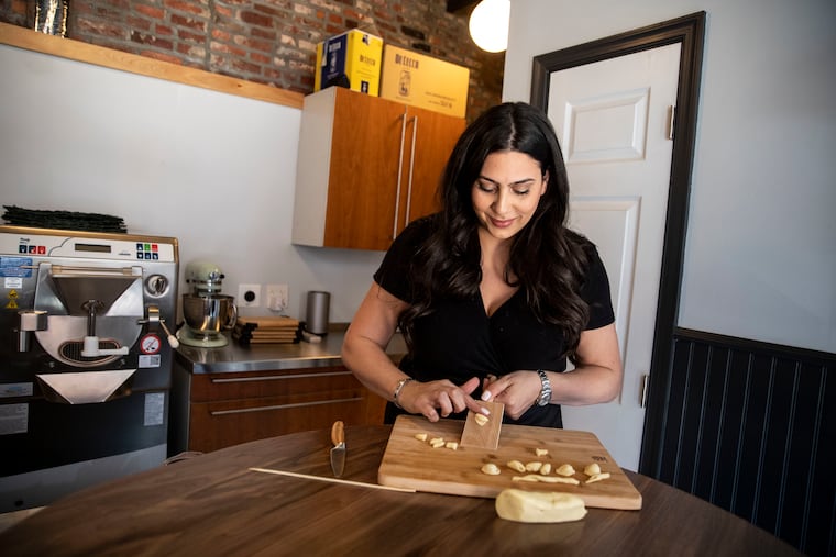 Chef Janine Bruno shaping orecchiette in the new Homemade by Bruno in South Philadelphia.