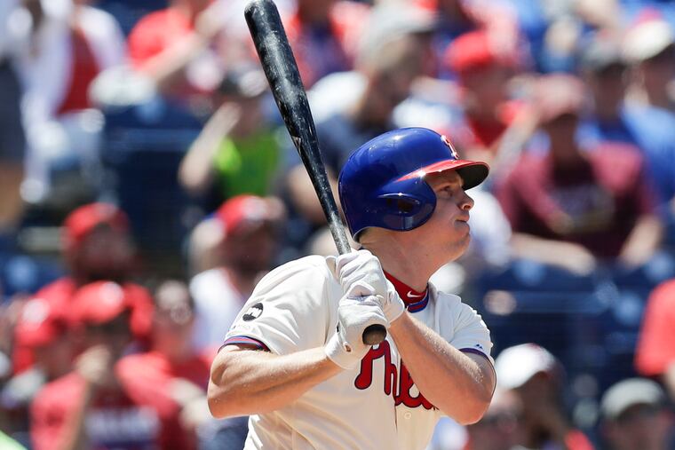 Jay Bruce, here batting against the Reds, left Saturday's game after the fourth inning.