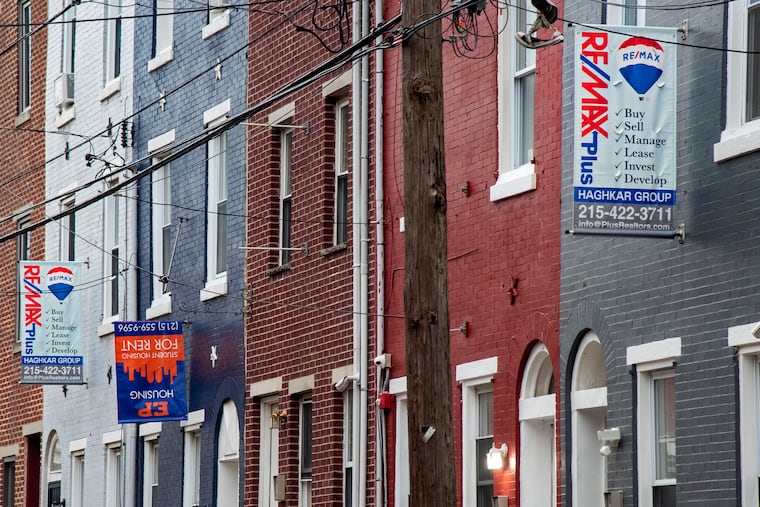 Homes for sale and rent in the 1600 block of Fontain Street in May. Homeownership in the city has been declining for years.