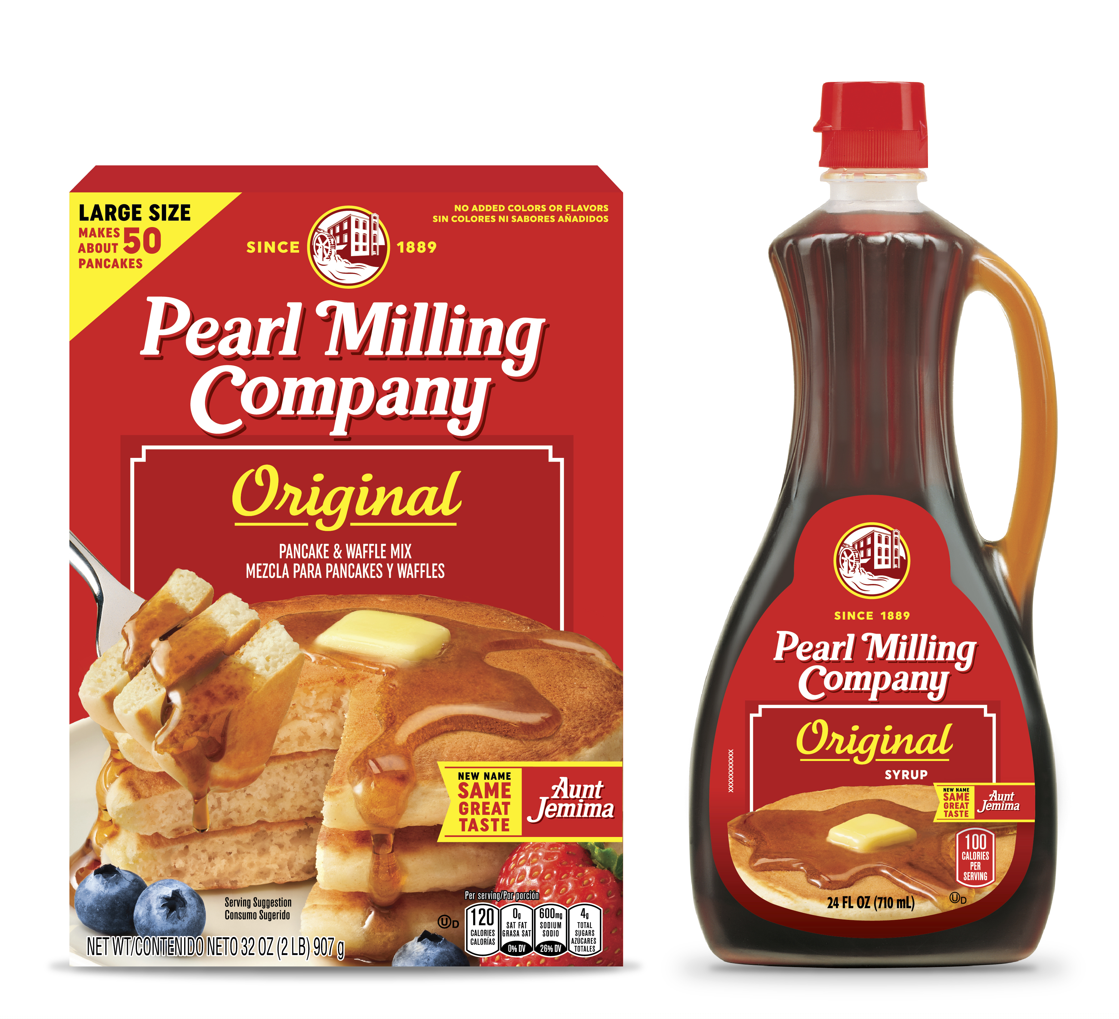 This image provided by PepsiCo, Inc., shows Quaker Oats' Pearl Milling Company brand pancake mix and syrup, formerly the Aunt Jemima brand. Aunt Jemima products will continue to be sold until June, when the packaging will officially change over.