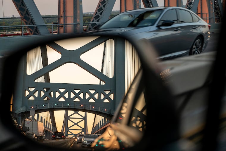 September 26, 2022: The sun sets behind Philadelphia on the Ben Franklin Bridge, entering the time of year photographers look forward to for its long shadows.