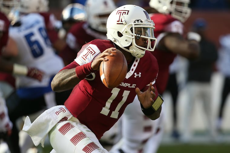 Quarterback P. J. Walker scrambles during the third quarter in Temple's 31-12 win over Memphis. (David Maialetti / Staff Photographer)