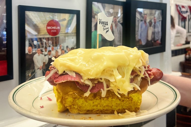 The Reuben Dog at Famous 4th Street Delicatessen, 700 S. Fourth Street.