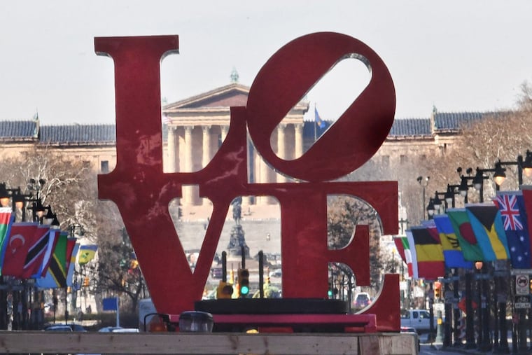 The LOVE sculpture is back home placed at John F. Kennedy Plaza, just in time for Valentine’s Day.