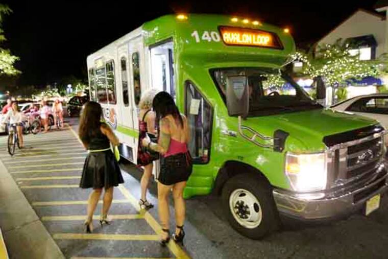 The jitney picks up passengers on 96th St. in Stone Harbor on July 26, 2013. Those passengers were headed to The Princeton in Avalon. ( ELIZABETH ROBERTSON / Staff Photographer )