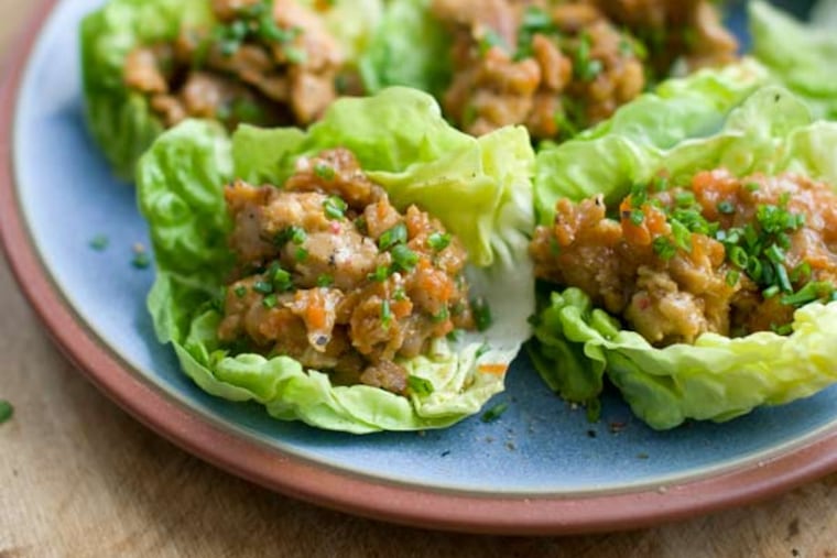 Teriyaki chicken lettuce wraps. (AP Photo/Matthew Mead)