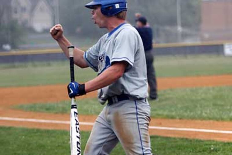 Williamstown's Kyle Grim is driven home by Mike Pollastrelli's first inning RBI triple. (David M Warren / Staff Photographer)